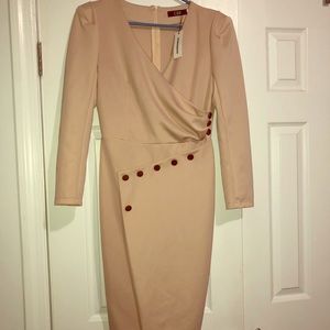 Longsleeve Bodycon dress with gold button styling